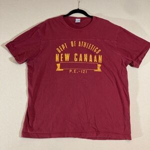 Old Navy Vintage‎ T-Shirt Men Sz XL Dark Red Boxy Heavyweight Y2K Yellow Graphic